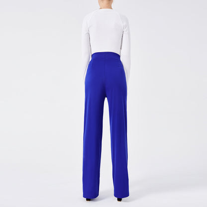 Damen Hochtaillen-Slim-Schlaghose in Unifarbe