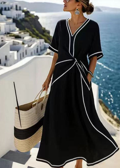 Sommerliches, Gestreiftes Maxikleid Mit Kurzen Ärmeln Für Damen – Perfekt Für Strand Und Urlaub