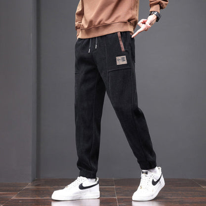 Herren-Cordhose Im Geraden Stil, Lockere Passform, Mittelhoher Bund