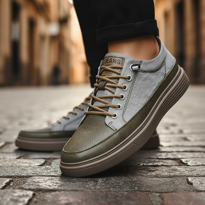Men's sneakers made of synthetic leather with padded insole and rubber outsole