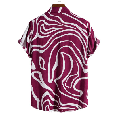 Herren Plus Sommer Kurzarm-Cardigan Mit Geometrischem Print, Grün, Hellgrün