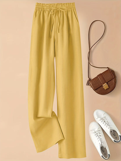 Damen High Waist Hose mit Kordelzug