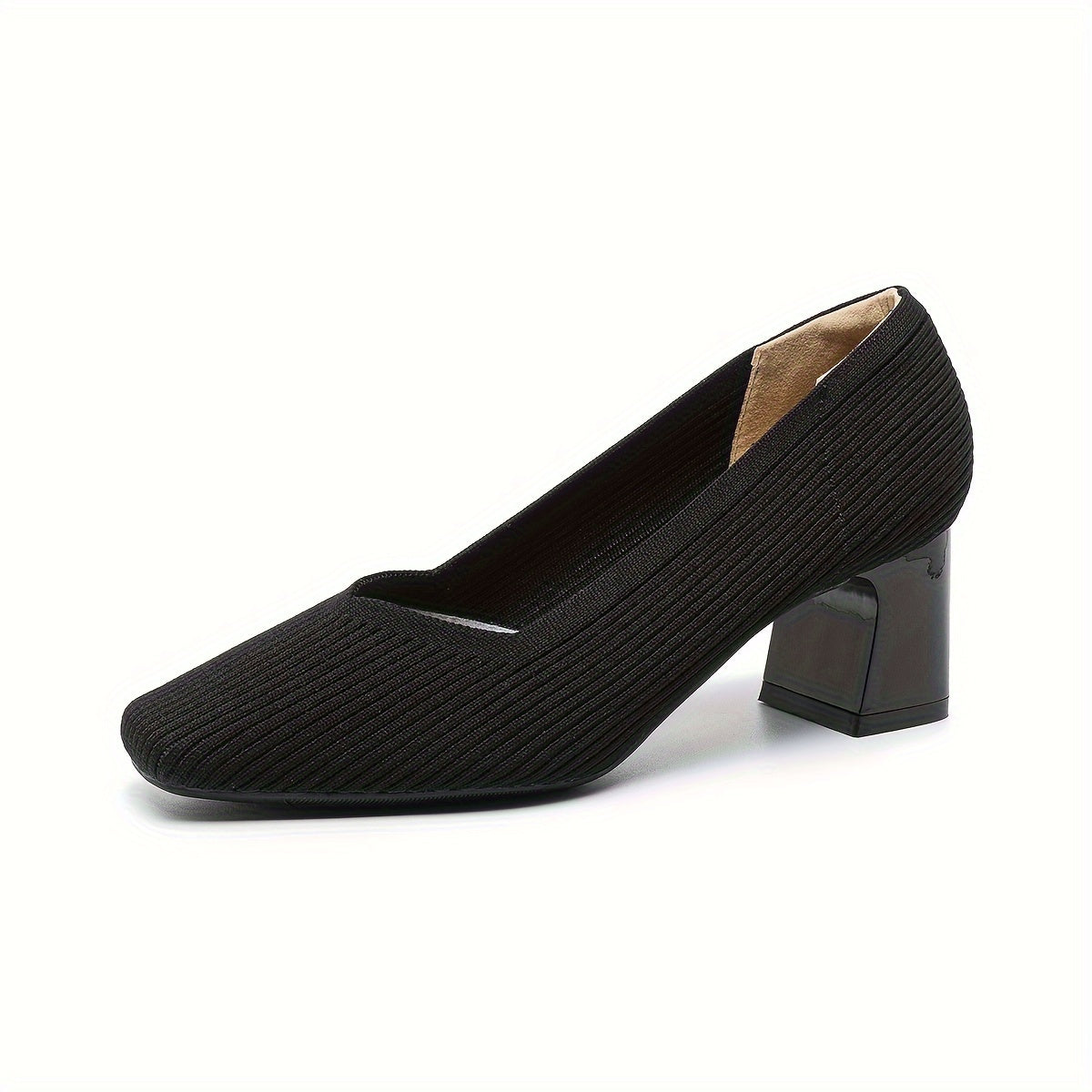Women's Pumps Block Heel Stretch Fit Padded Sole