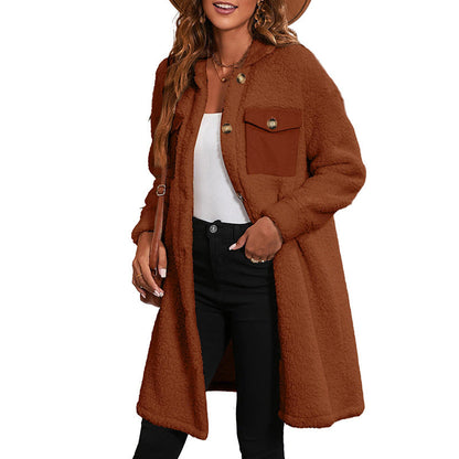 Damen Herbst-Langjacke mit Reißverschluss und Unifarbe
