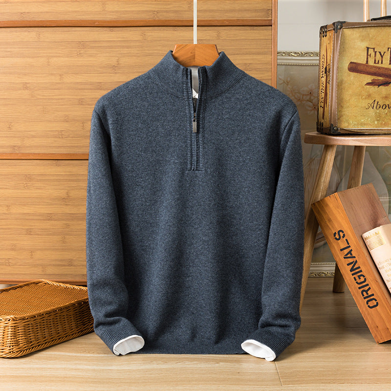 Men's Thick Knit Sweater Long Sleeve Crew Neck – Wool Blend