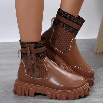 Women's winter boots with mid-calf shaft and side zipper