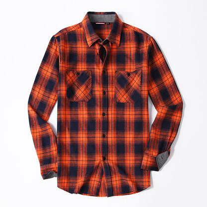 Men's Flannel Shirt with Checkered Pattern and Long Sleeves