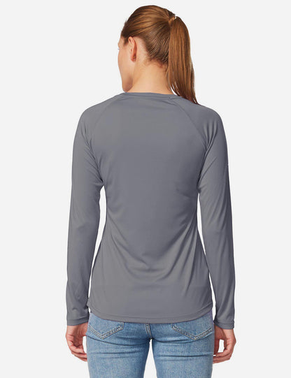 Women's sun protection shirt with round neckline and long raglan sleeve