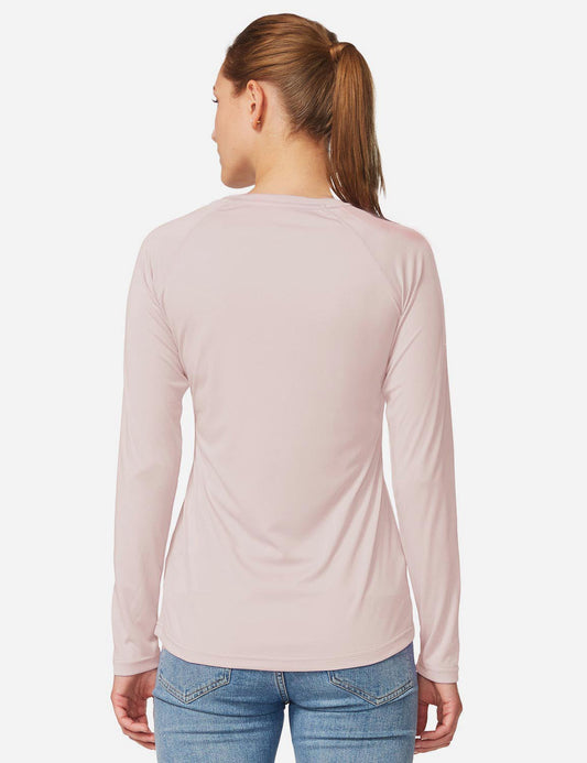 Women's sun protection shirt with round neckline and long raglan sleeve