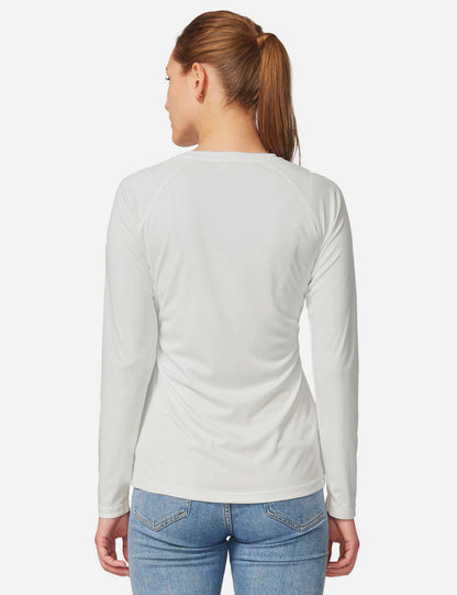 Women's sun protection shirt with round neckline and long raglan sleeve