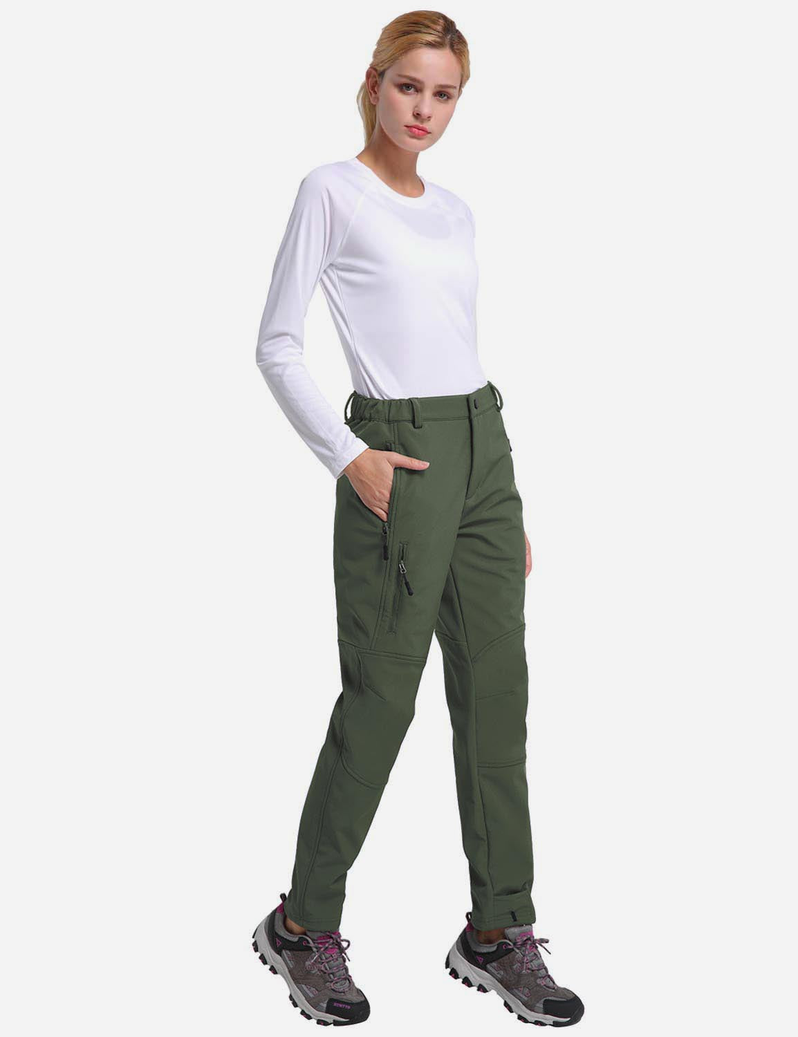 Women's Winter Thermal Pants with Pre-shaped Knees and Zipper Pockets