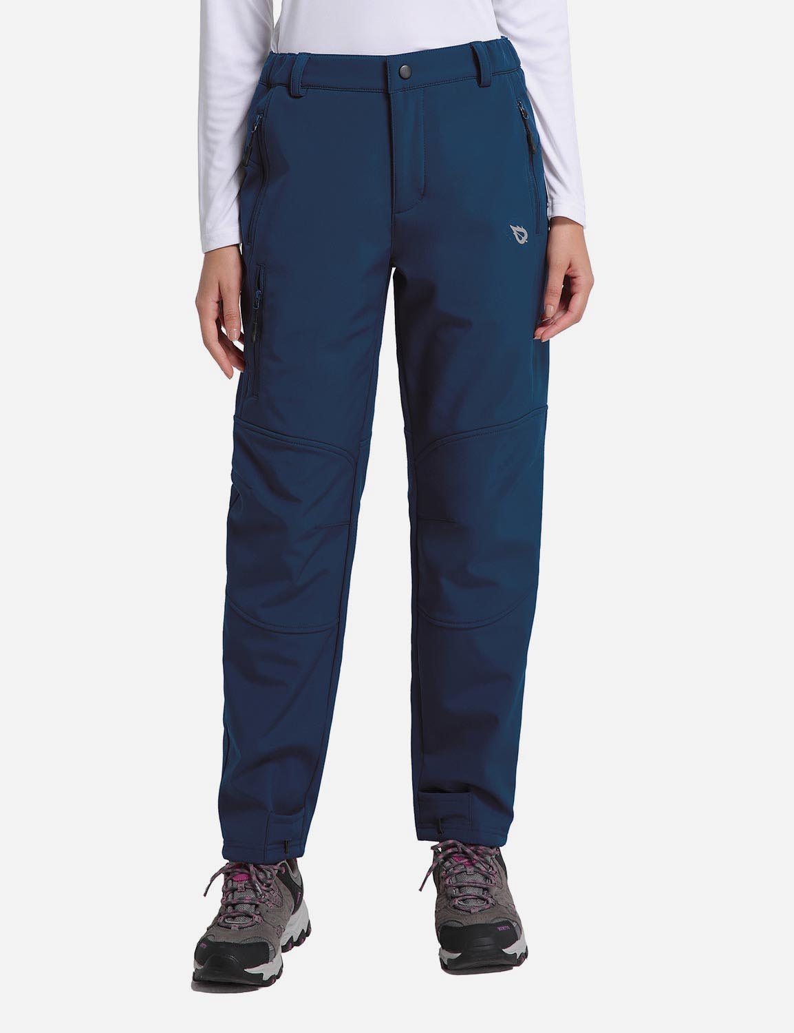 Women's Winter Thermal Pants with Pre-shaped Knees and Zipper Pockets