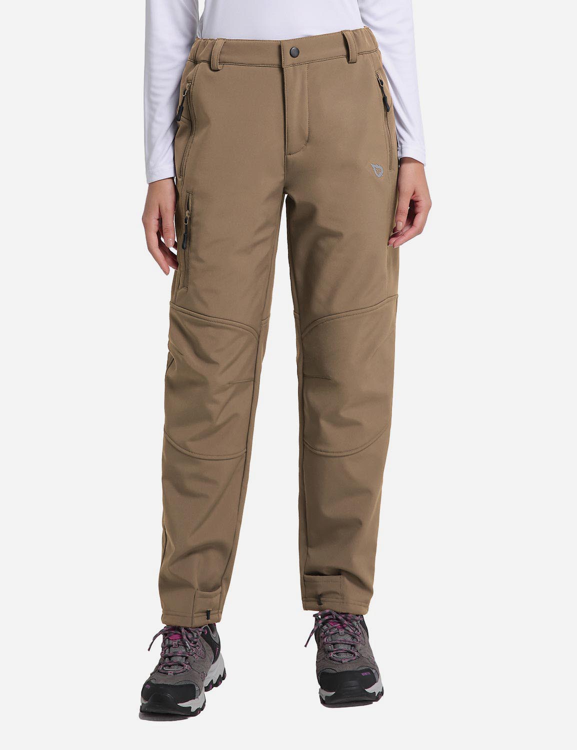 Women's Winter Thermal Pants with Pre-shaped Knees and Zipper Pockets