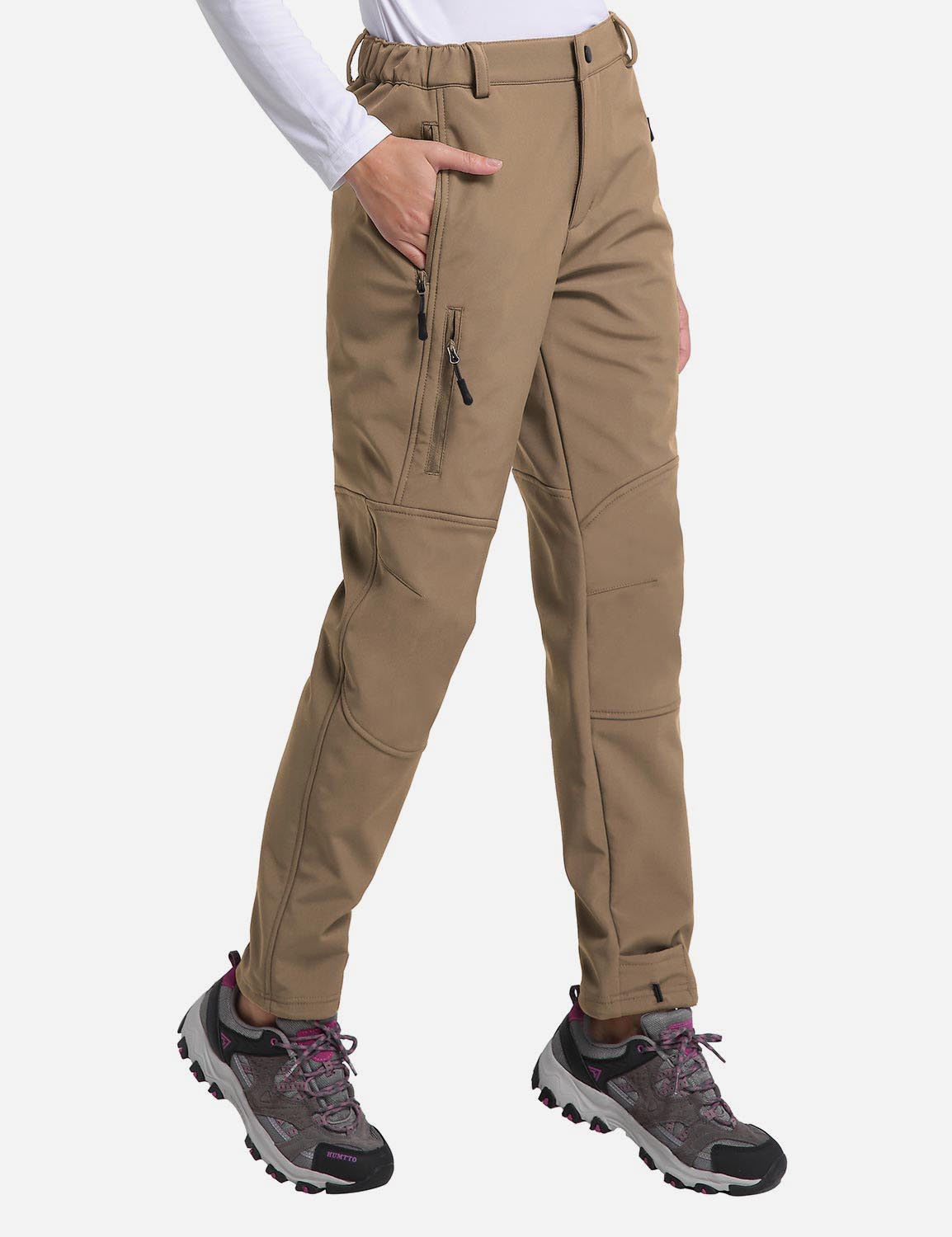Women's Winter Thermal Pants with Pre-shaped Knees and Zipper Pockets