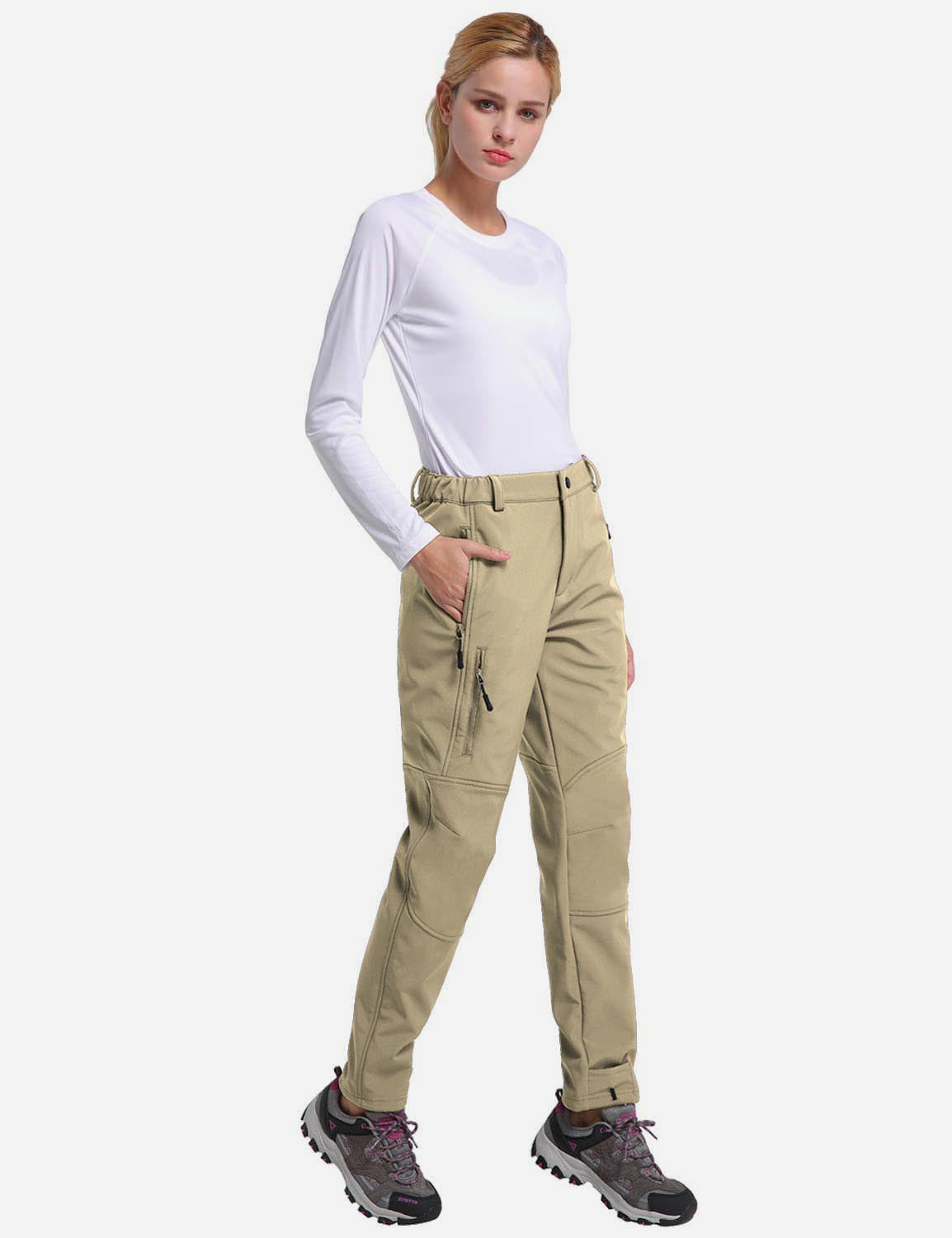 Women's Winter Thermal Pants with Pre-shaped Knees and Zipper Pockets