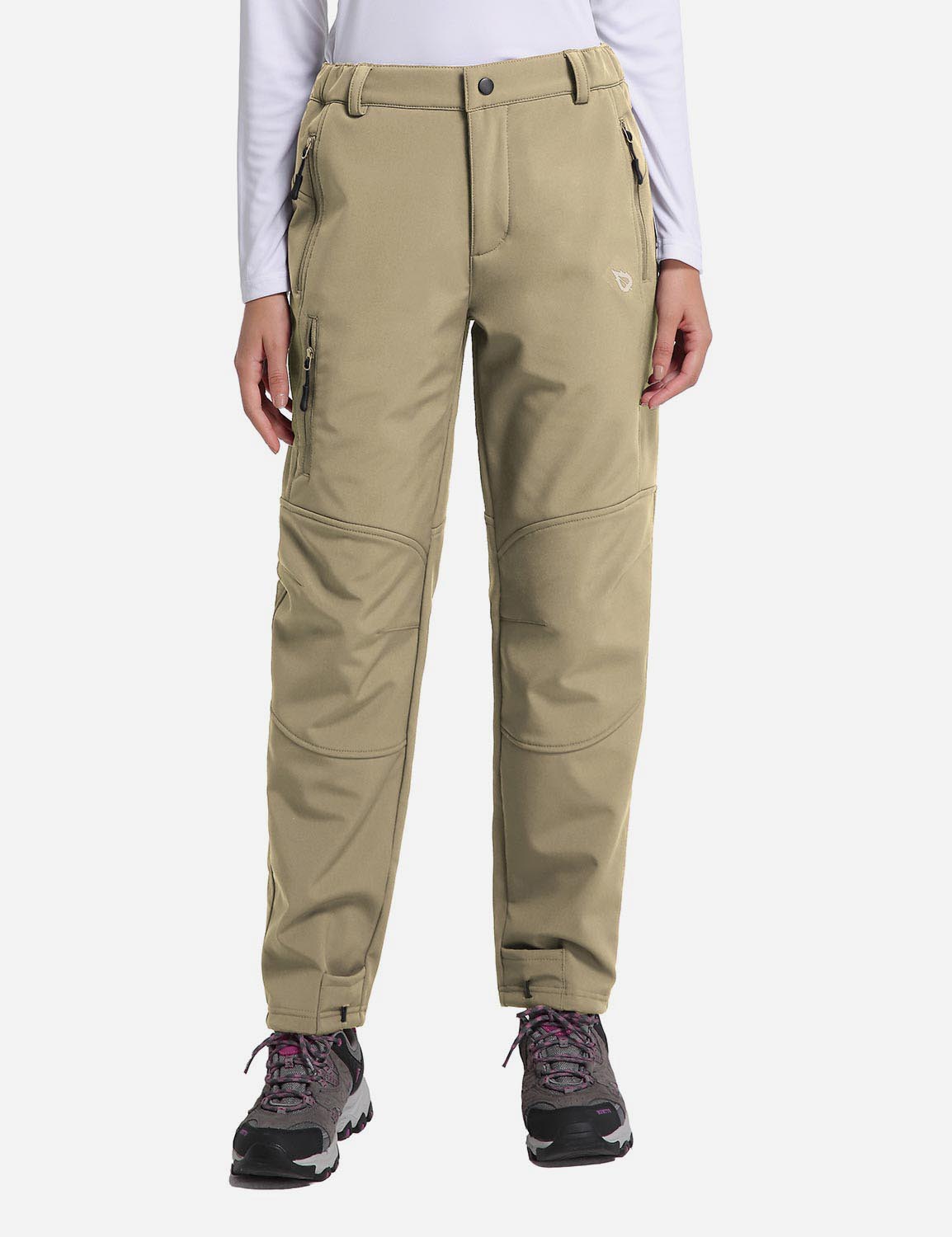 Women's Winter Thermal Pants with Pre-shaped Knees and Zipper Pockets