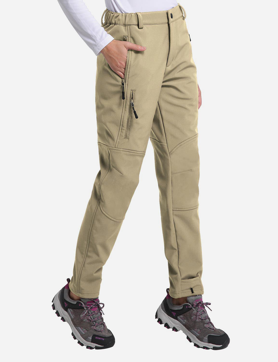 Women's Winter Thermal Pants with Pre-shaped Knees and Zipper Pockets