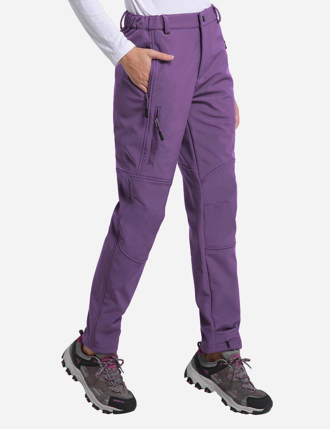 Women's Winter Thermal Pants with Pre-shaped Knees and Zipper Pockets