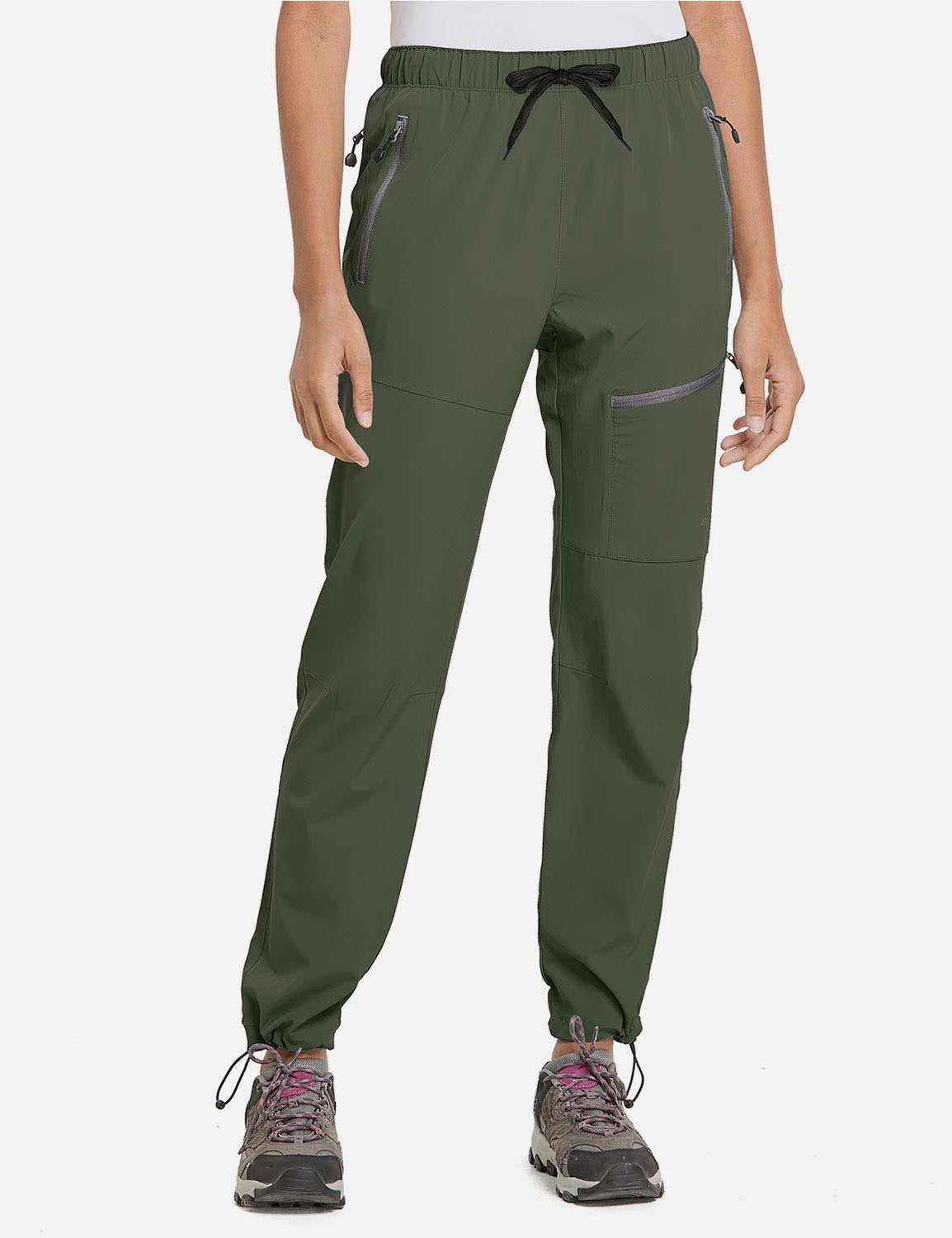 Damen Wanderhose Mit Kordelzug, Reißverschlusstaschen Und Verstellbaren Bündchen