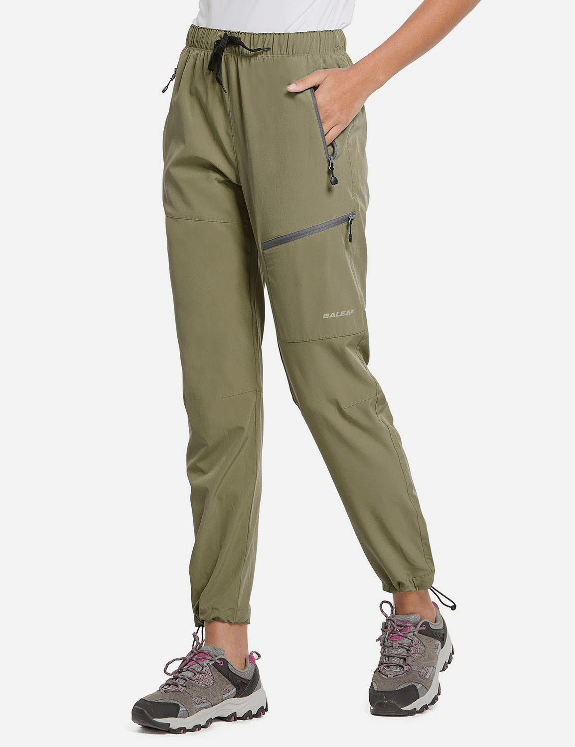 Damen Wanderhose Mit Kordelzug, Reißverschlusstaschen Und Verstellbaren Bündchen