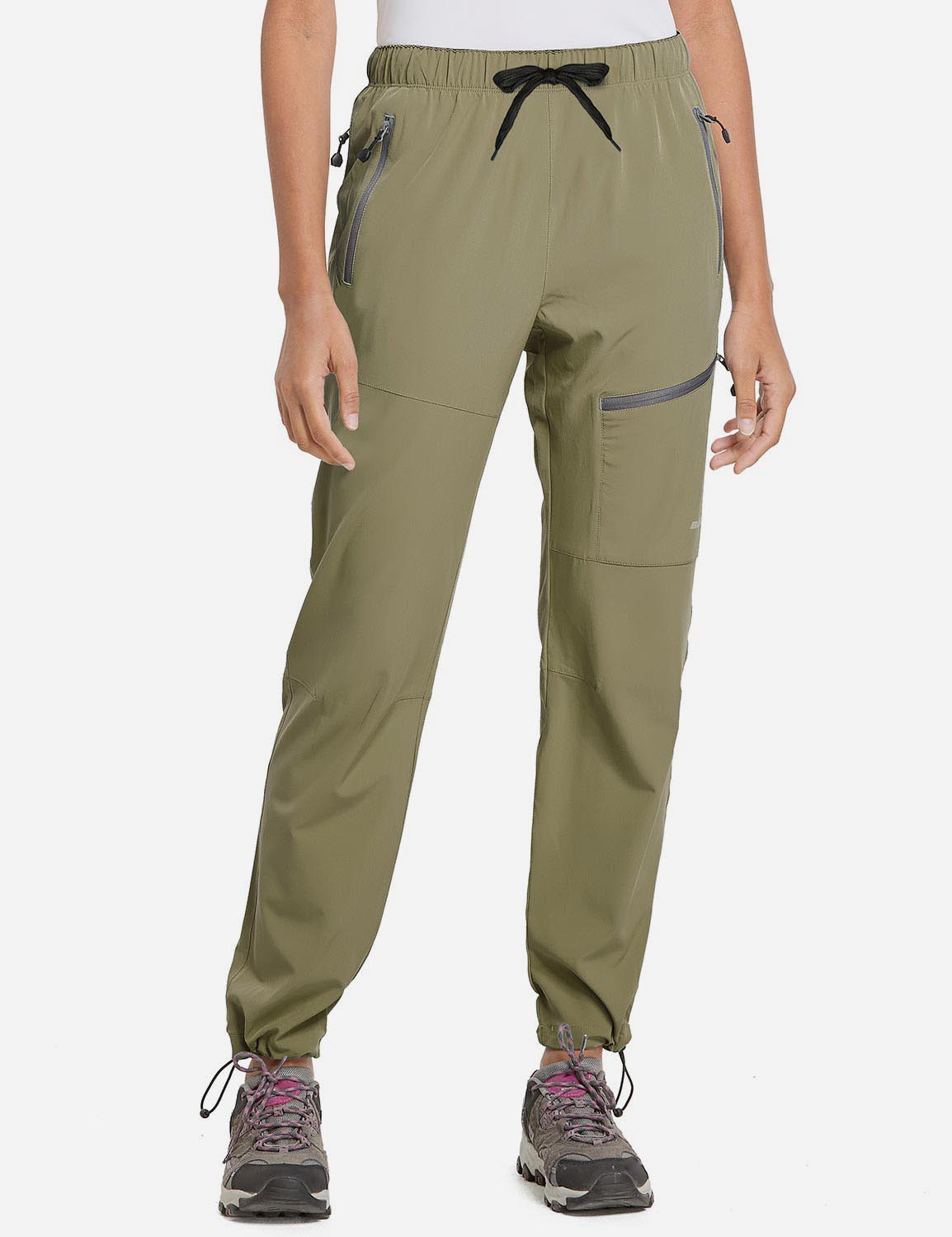 Damen Wanderhose Mit Kordelzug, Reißverschlusstaschen Und Verstellbaren Bündchen