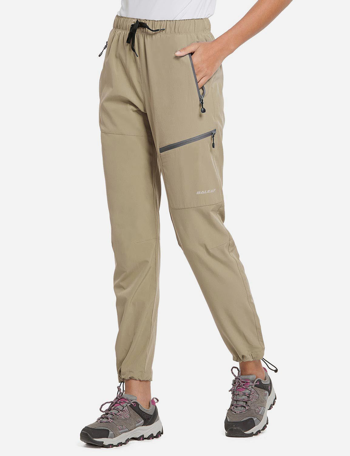 Damen Wanderhose Mit Kordelzug, Reißverschlusstaschen Und Verstellbaren Bündchen