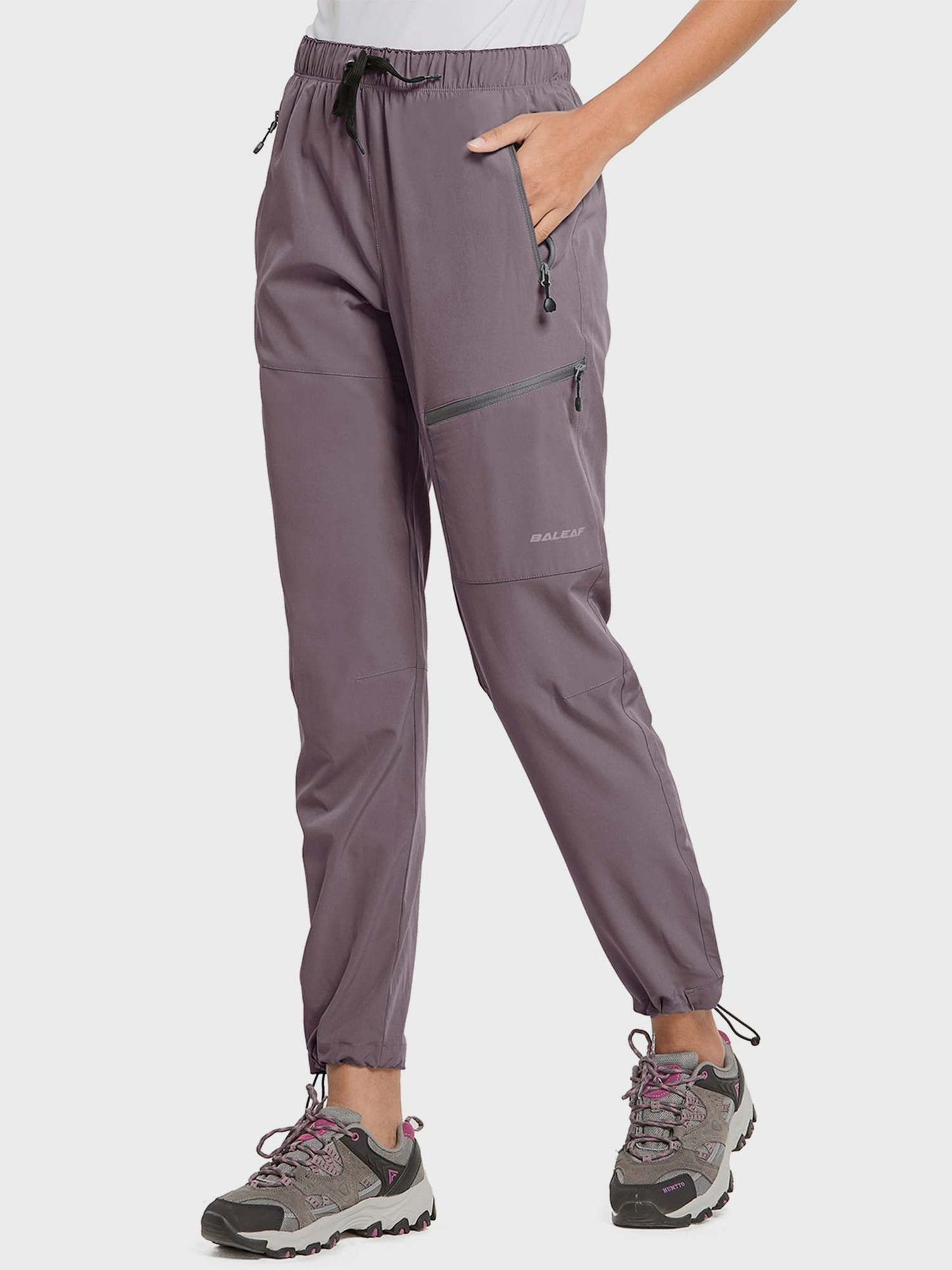 Damen Wanderhose Mit Kordelzug, Reißverschlusstaschen Und Verstellbaren Bündchen