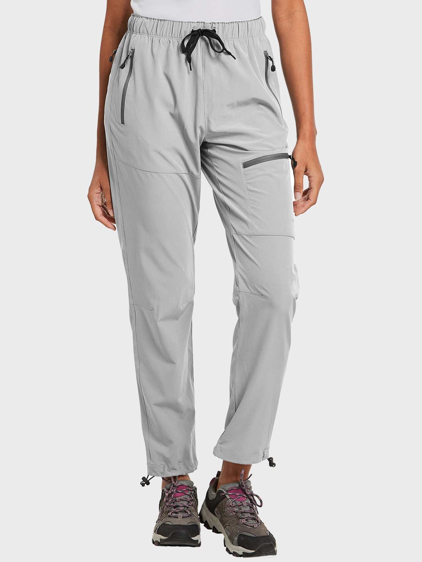 Damen Wanderhose Mit Kordelzug, Reißverschlusstaschen Und Verstellbaren Bündchen