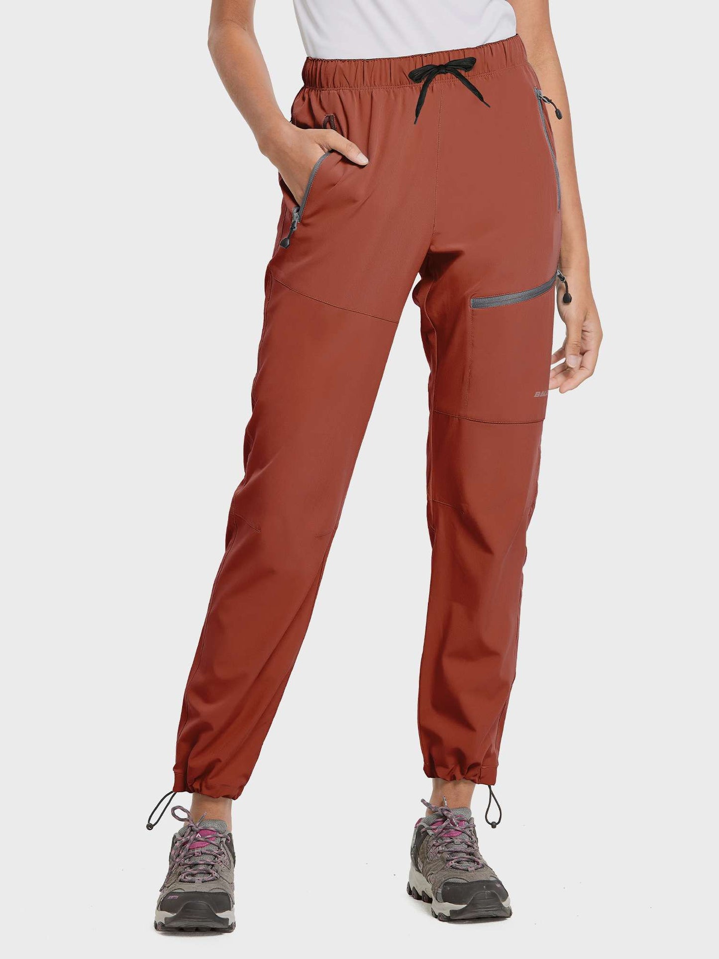Damen Wanderhose Mit Kordelzug, Reißverschlusstaschen Und Verstellbaren Bündchen