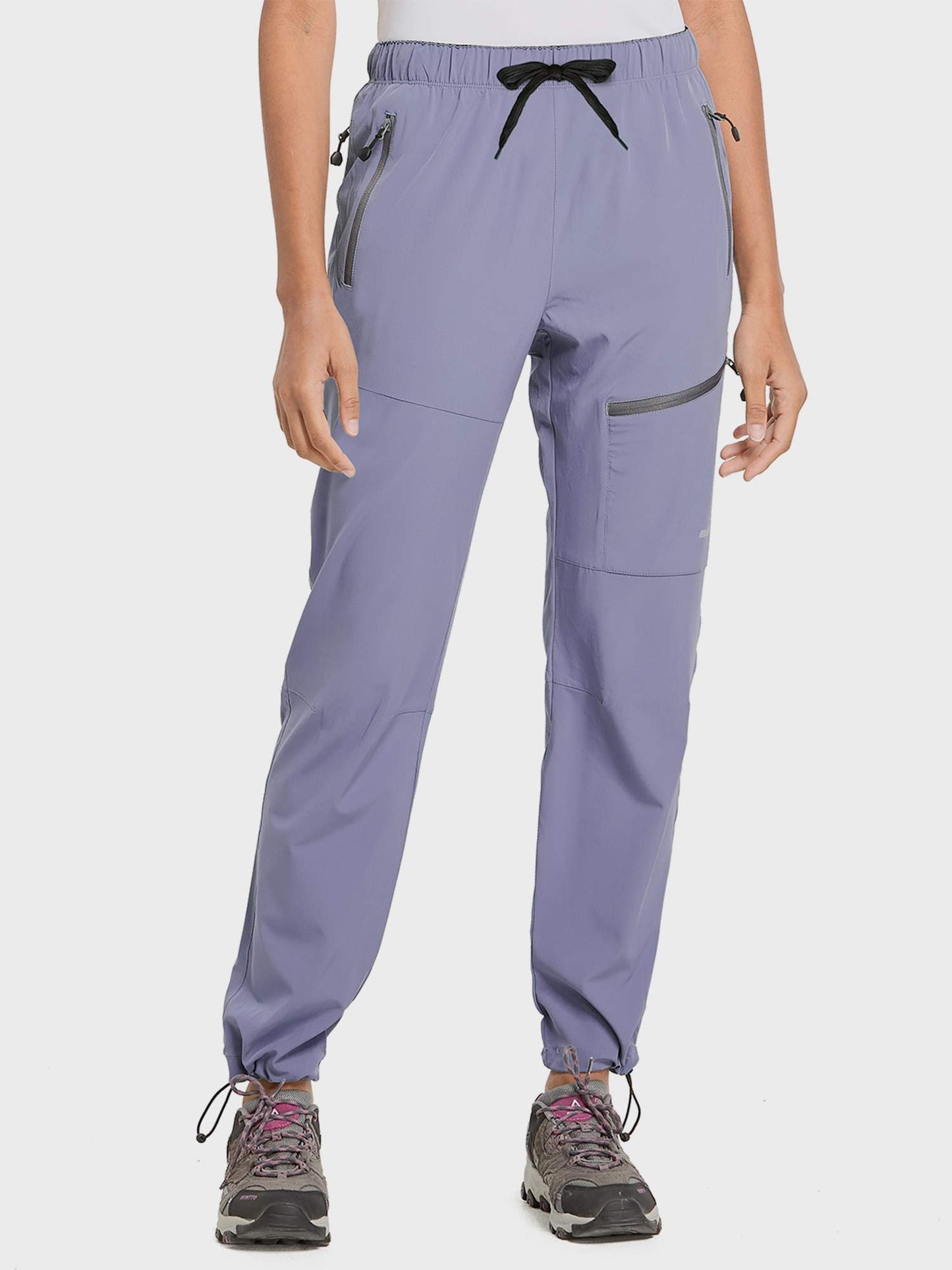 Damen Wanderhose Mit Kordelzug, Reißverschlusstaschen Und Verstellbaren Bündchen