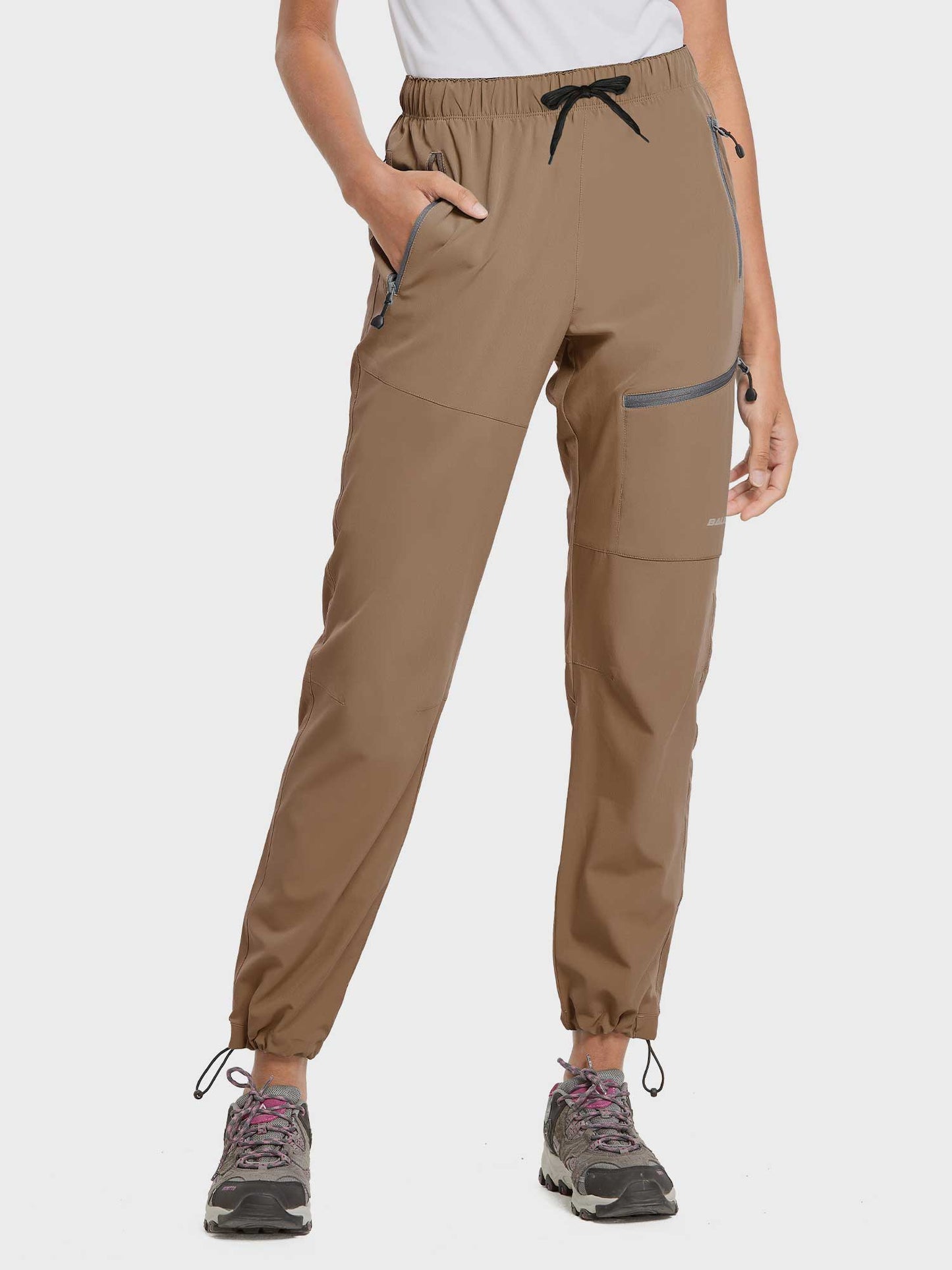 Damen Wanderhose Mit Kordelzug, Reißverschlusstaschen Und Verstellbaren Bündchen