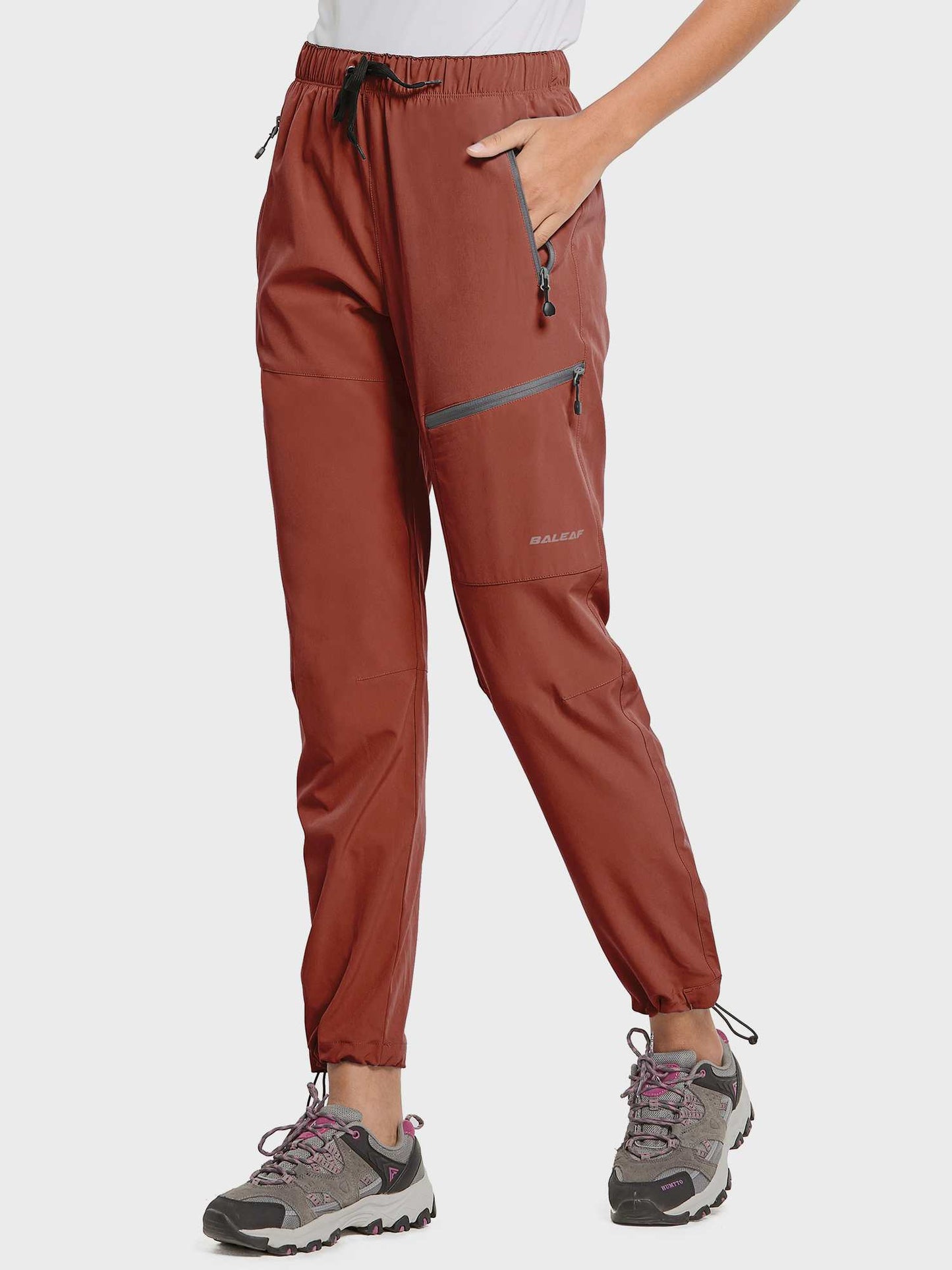 Damen Wanderhose Mit Kordelzug, Reißverschlusstaschen Und Verstellbaren Bündchen