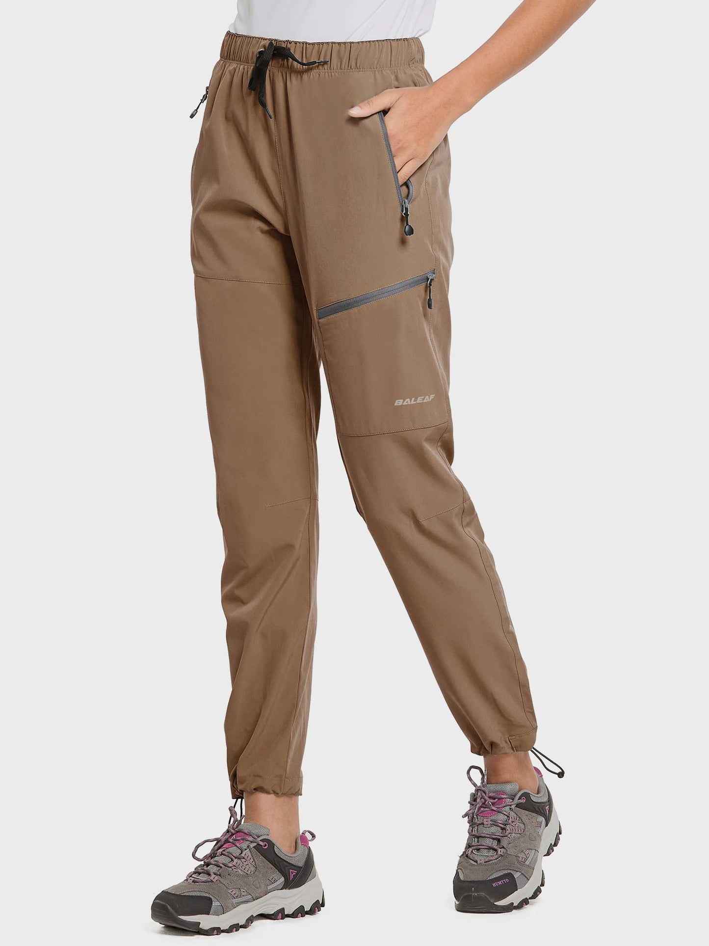 Damen Wanderhose Mit Kordelzug, Reißverschlusstaschen Und Verstellbaren Bündchen