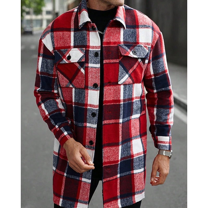 Rückansicht der Herren-Hemdjacke mit Karomuster