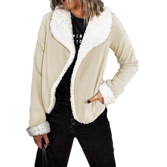 Damen Herbstjacke aus Kunst-Wildleder mit langen Ärmeln und einfarbigem Design