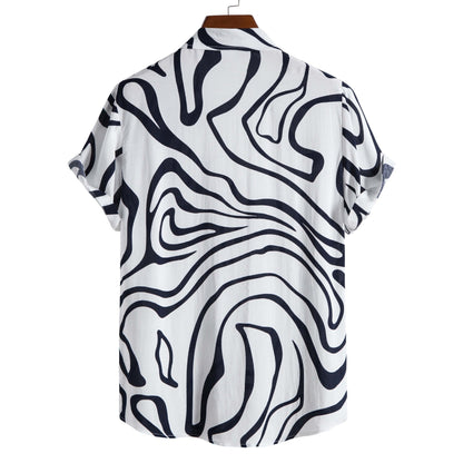 Herren Plus Sommer Kurzarm-Cardigan Mit Geometrischem Print, Grün, Hellgrün