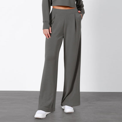 Damen-Hose mit hohem Bund und geradem Bein – Fließender Stil