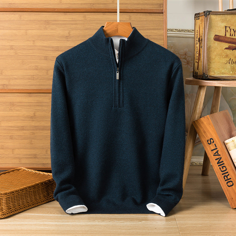 Men's Thick Knit Sweater Long Sleeve Crew Neck – Wool Blend