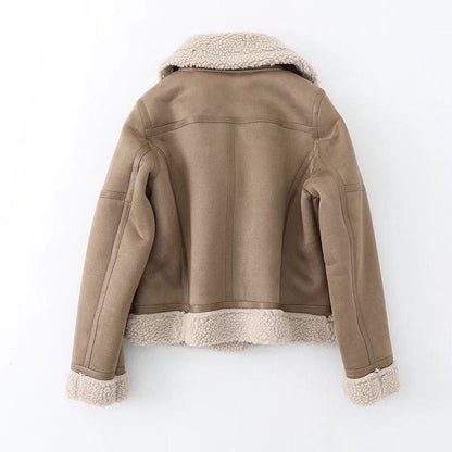 Women's autumn jacket with zipper and long sleeves – biker style