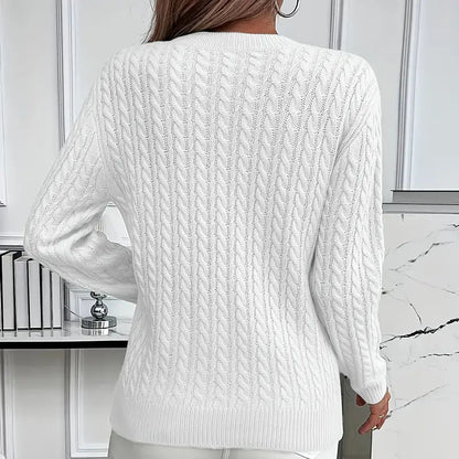 Women's autumn sweater with cable knit pattern and figure-flattering fit