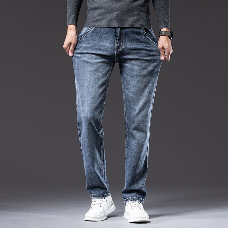 Herren-Stretchhose, Gerade Geschnitten, Mittelhoher Bund, Lockere Passform