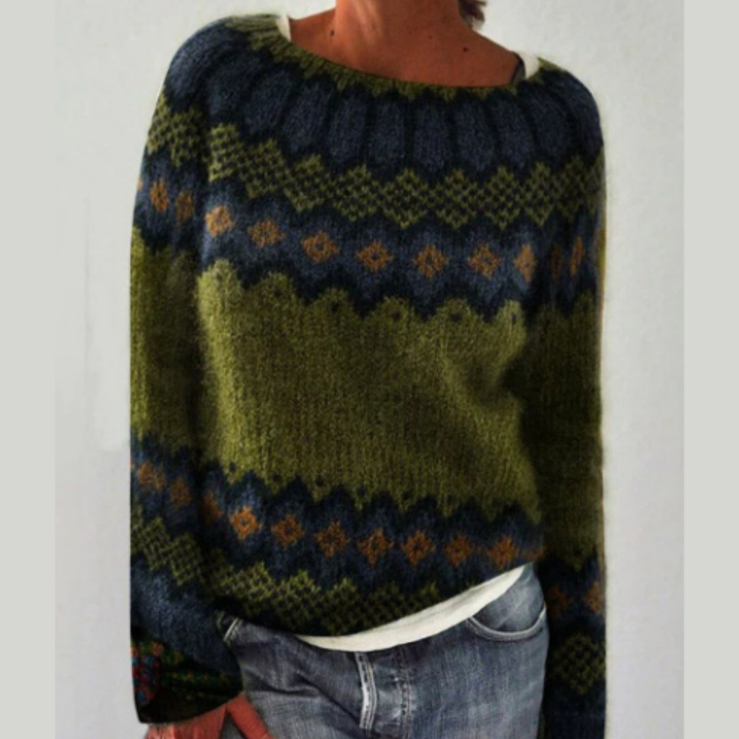 Women's Sweater with Long Sleeves, Solid Color Knitted Sweater