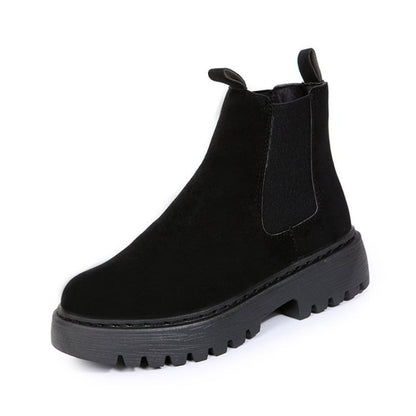 Damen Herbst-Stiefeletten mit runder Zehenkappe und klobiger Plateausohle