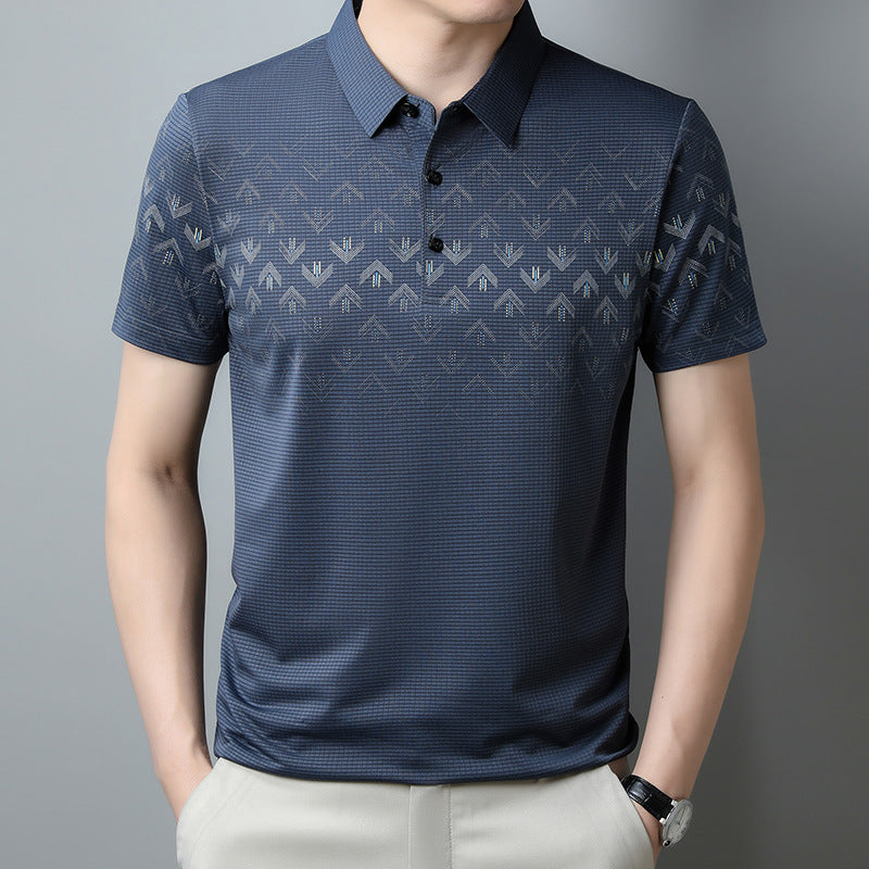 Herren Sommer Poloshirt Mit Print, Kurzen Ärmeln Und Reverskragen, Schnelltrocknend, Lockere Passform