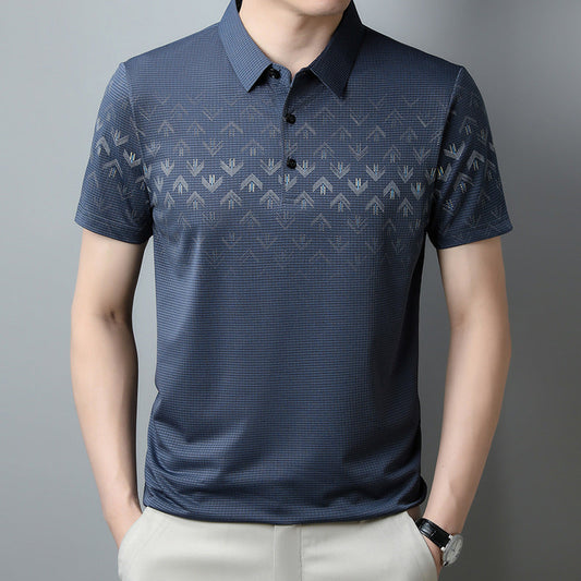 Herren Sommer Poloshirt Mit Print, Kurzen Ärmeln Und Reverskragen, Schnelltrocknend, Lockere Passform