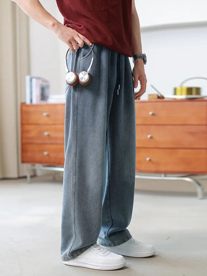 Herren Frühjahrsjeans im Denim-Stil mit lockerem Schnitt – Gerades Bein, gewaschene Optik