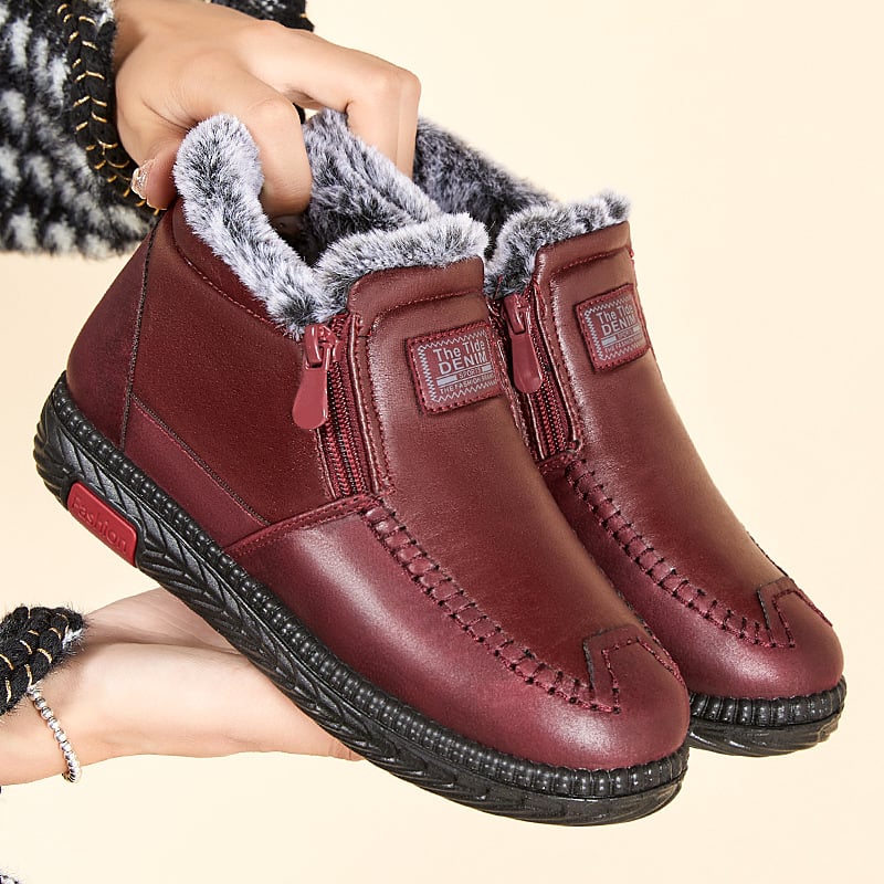 Women's winter boots with plush lining and flat sole