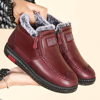 Women's winter boots with plush lining and flat sole