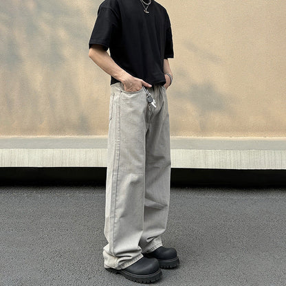 Herren-Hose Mit Weitem Bein, Lockerer Retro-Stil, Grau