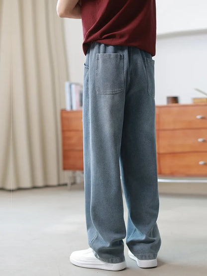 Herren Frühjahrsjeans im Denim-Stil mit lockerem Schnitt – Gerades Bein, gewaschene Optik